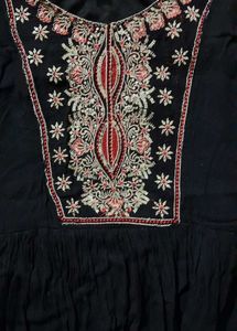 Embroidered Black Tunic Dress