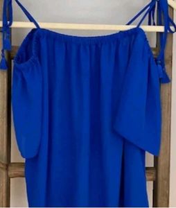 J.Crew Royal Blue Off the Shoulder Blouse