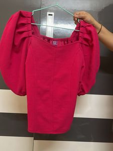 Pink Puff Sleeve Top