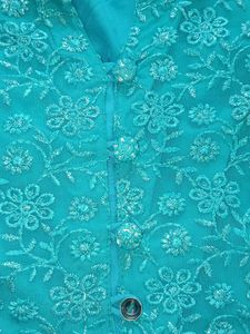 Blue Kurta Dupatta Pajama Leggings Set Xl Size