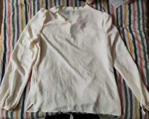 Elegant Cream Blouse with Tie Detail