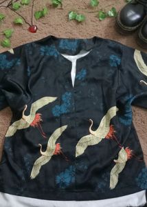 Vintage Crane Print Shirt