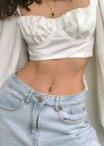 White Long Sleeve Crop Top