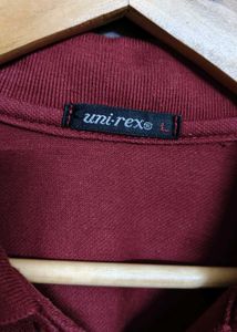 Unirex Men Red Cotton Mix Casual Polo Tshirt