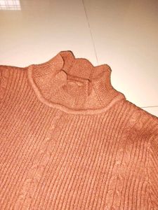Brown Turtleneck Long Sleeve Top