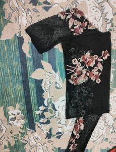Black Sheer Floral Elegant Top 🤩