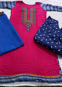 Daily Wear Suit Magenta And Blue