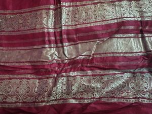 Red Silk Patta Sarree