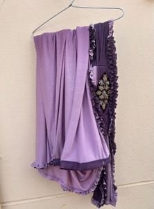 Elegant Purple Ombre Saree with Velvet