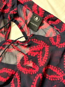 Chic Navy &amp; Red Sheer Dress