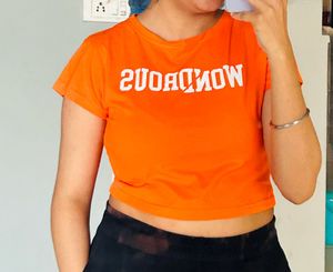 Orange Graphic Crop Top