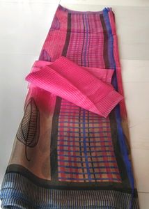 Net Saree With Unstitched Blouse