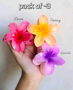Flower Hair Claw Clips - 3 Pack