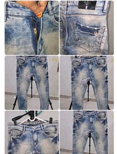 Blue Pant Ripped Denim Jeans 2xl Men Pan
