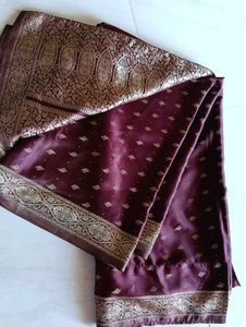 Maroon Burgundy Banarasi Silk Saree