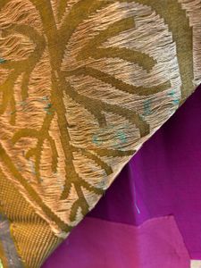 Wine Colored Feather N Leaf Motifs Pure Silk Sare