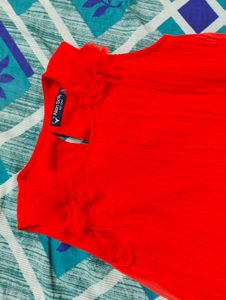 Cute Red Dress With Flowers Attached