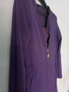 Purple 💜 Bodycon Dress With Stylish Zipper ✨