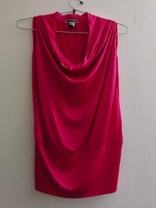 Hot Pink Cowl Neck Sleeveless Top