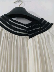 Pleated White Long Skirt