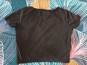 Black Button-Front Top