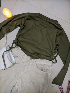 Olive Green Crop Top 💚✨