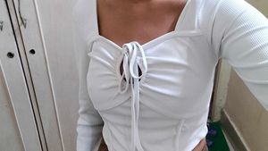 Ribbed Tie-Front Long Sleeve Top