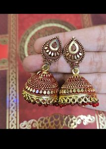 Red And Gold Plated Light Weight Earrings 😍❤️