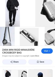 Zara Rigid Silver Crossbody Bag Unisex