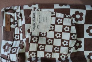 Retro Floral Checkerboard Flare Jeans