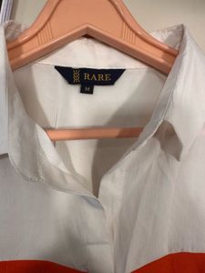 Trendy Color Block Orange Top, Bust- 34/32