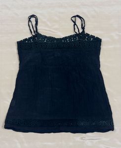 Black Lace-Trim Camisole Top