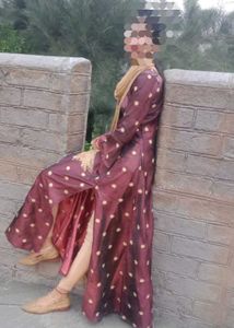 Maroon Polka Dot Anarkali Dress