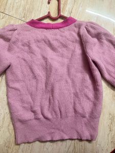 Pink V-Neck Cardigan Sweater