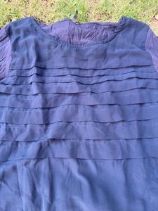 Elegant Navy Blue Long Sleeve Top