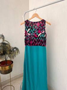 Printed front slit dress✨