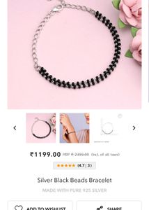 silver Black Beads Bracelet GIVA