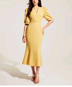 Yellow Puff Sleeve Dress