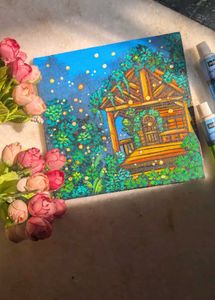 Mini cabin in wood Acrylic Painting
