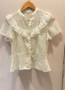 Elegant Ruffled Sheer Blouse