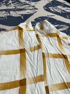 Off White N Yellow Top With Matching Stole