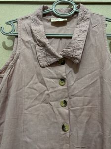 Pink Sleeveless Button Down Dress