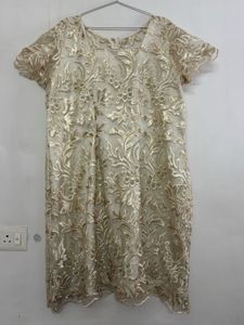 Elegant Gold Lace Dress