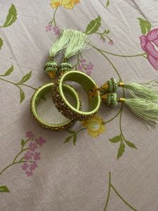 Green &amp; Gold  Bangle Set