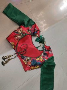 Rose Pink and Green Color Blouse