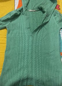 Combo Sweater Top With Hood
