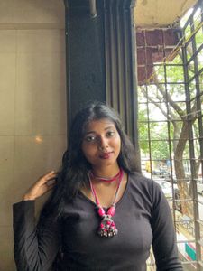 Oxidised German Silver Pink Thread Neckpiece