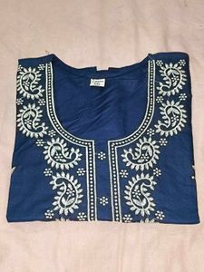 Embroidered Blue Kurti - XXL