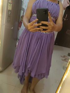 Purple Strapless Dress