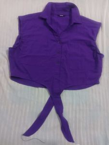 Purple Tie-Front Top